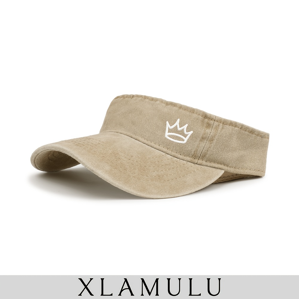 TEMU 1pc Visor Cap, Minimalist Crown Outline Embroidery No Hat, Adjustable Sports Headband Visor, Unisex Golf Tennis Outdoor Sweat Cap
