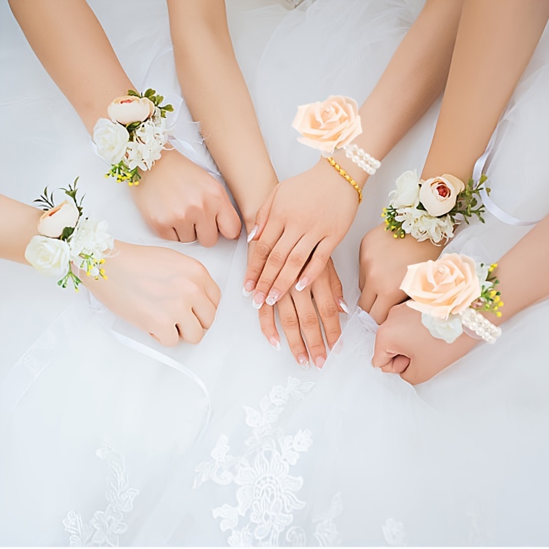 Prom Flower Corsage 5/10/12/20/24 PCS- Elastic Pearl Corsage