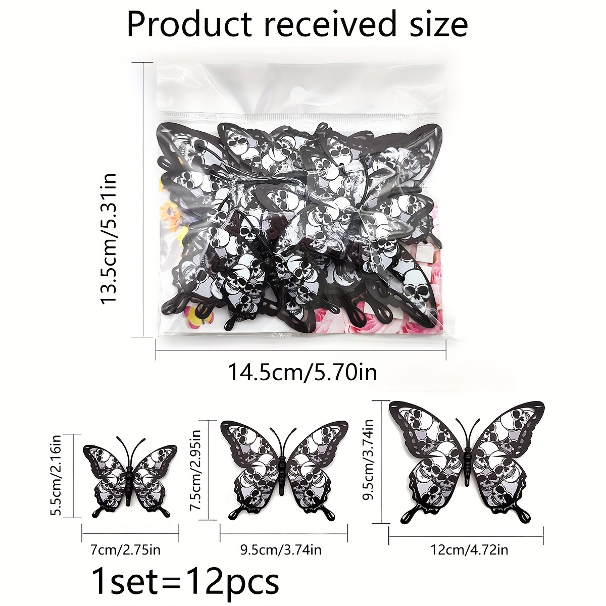 1 Set 12pcs Black Halloween 3d Stereoscopic Home Decoration Stickers Py4004