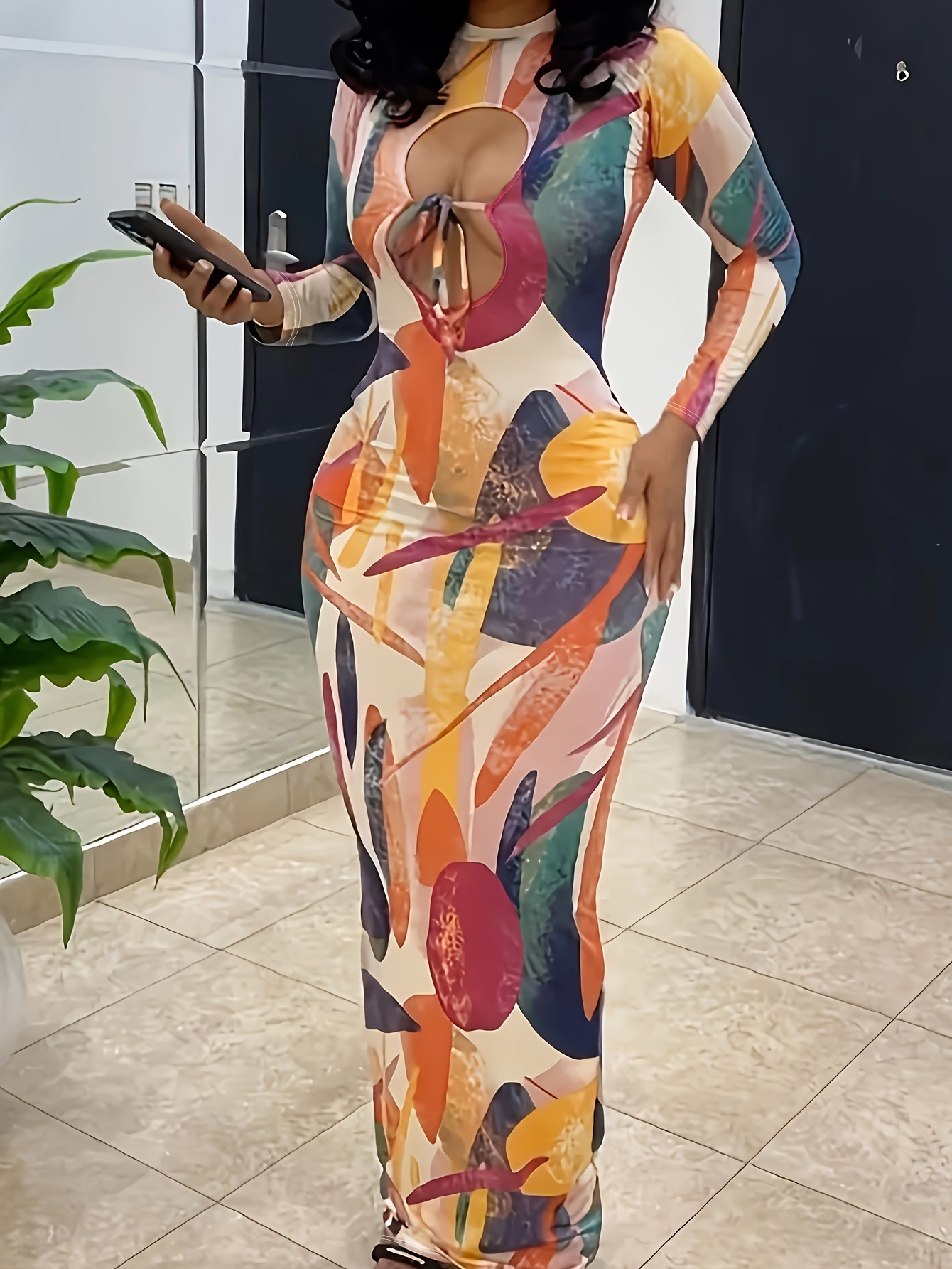 women's plus-size v-neck abstract graffiti bodycon dress, summer knit  fabric, 95% polyester 5% elastane, high stretch, printed design, 180g/m -  stretchy and lightweight | Shop Now For Limited-time Deals | Temu