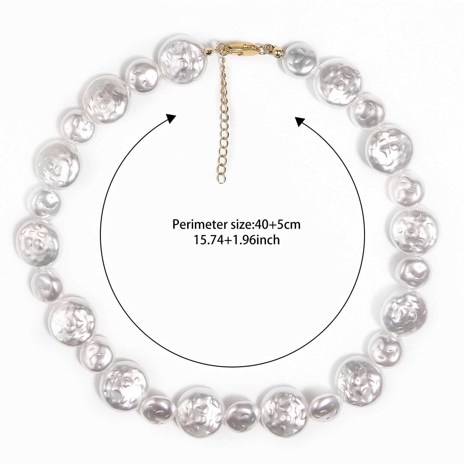 Women's Irregular Baroque Faux Pearl Choker Necklace, Adjustable
