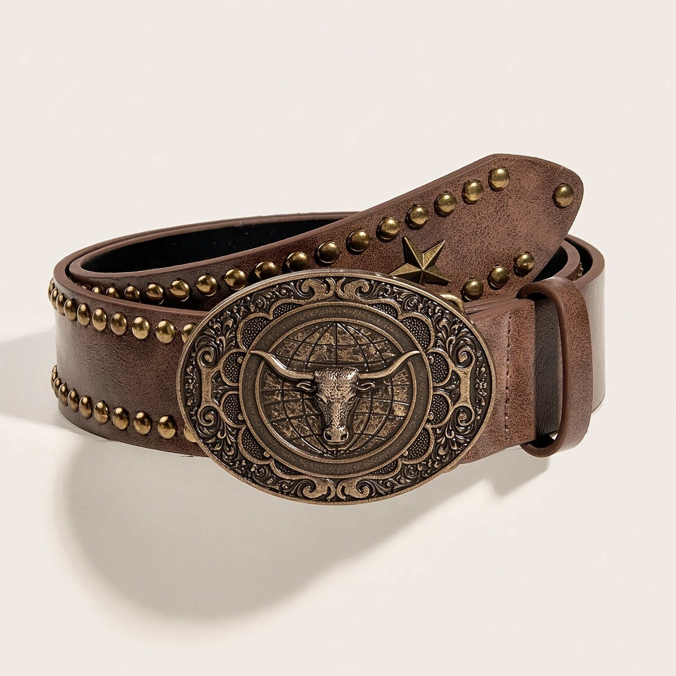 TEMU 1pc Women's Vintage Animal Belt, Classic Accessory, Versatile Belt With Heavy-handmade Rivet , Suitable For Commuting, Vacation, And Casual Wear