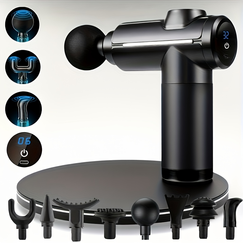 Image of Massager Featuring A Powerful 1200mah Battery, Quick Usb Charging, And Different Massage Heads, Ideal For Soothing , Neck, , And Legs. The For Men And Women