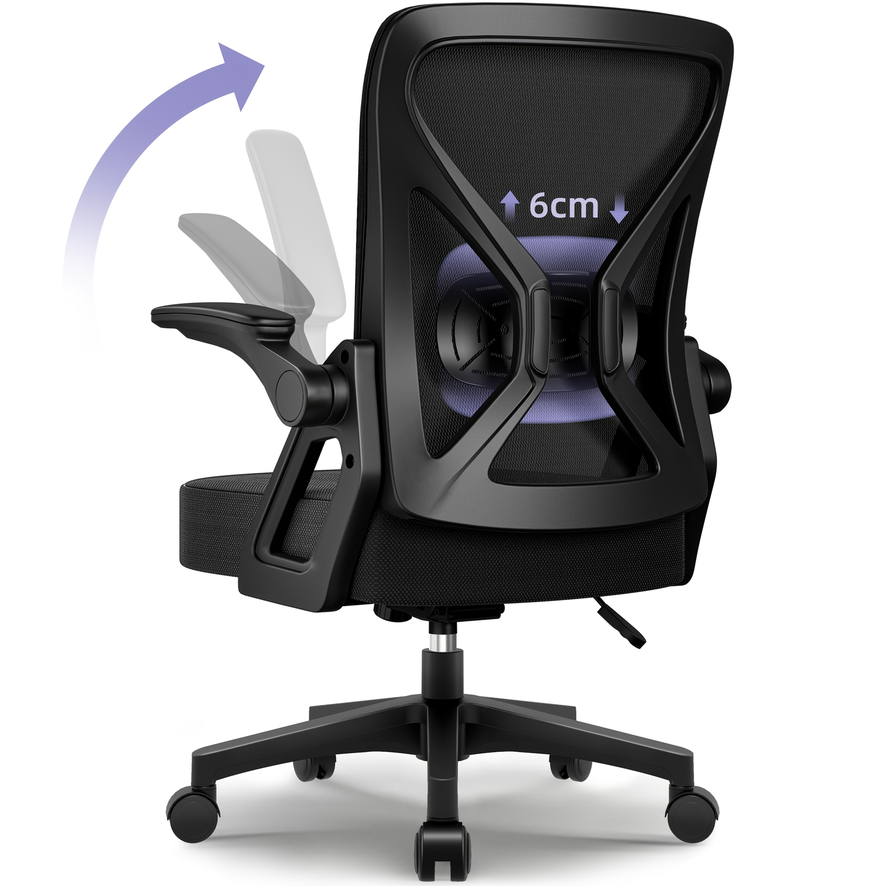TEMU Office Chair, Ergonomic Office Chair, Equipped With Adjustable Backrest And Foldable Armrests, Office Chair Load Capacity 150kg, Office Chair