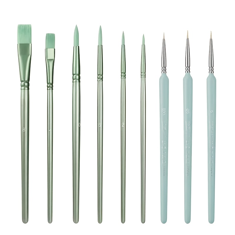 TEMU 9pcs Art Brush Pen Set, Nylon Hair Artist Painting Brushes And Nail Brushes, Suitable For Watercolor, Acrylic, Oil Painting
