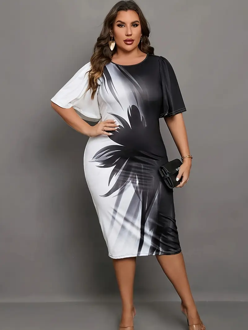 Women's flower print colorblock dress Women's flower print colorblock dress