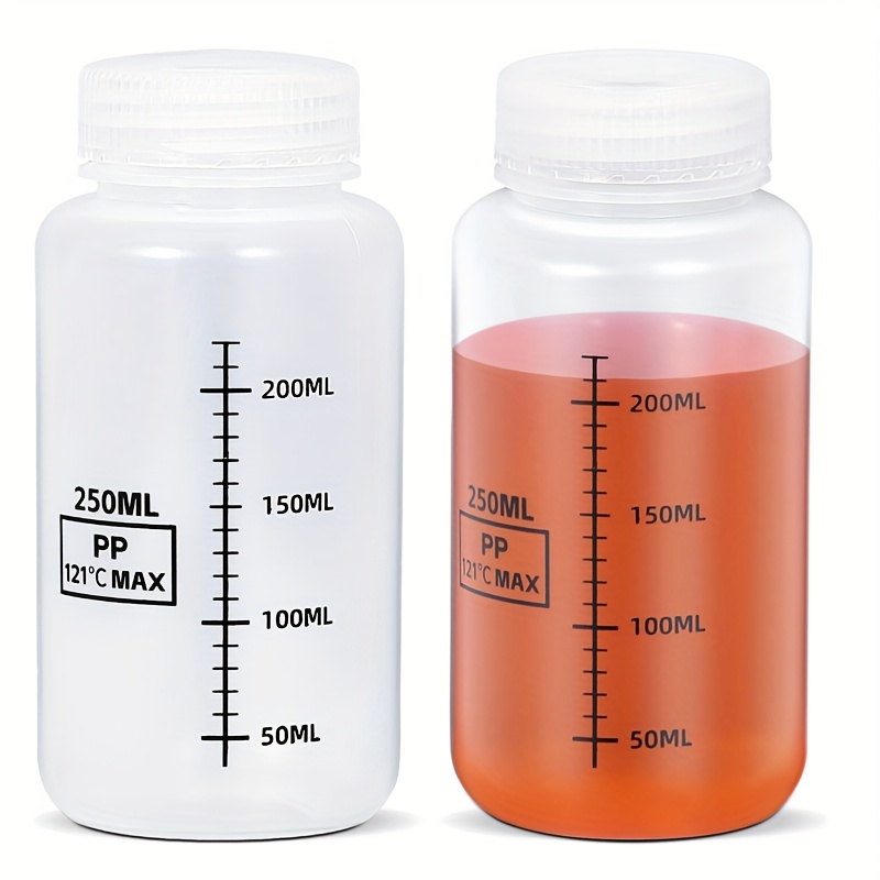 E-shop Set mit zwei 8Oz/250ml Weithals-Plastikflaschen mit luftdichten Deckeln, entwickelt als Polypropylenbehälter zur Aufbewahrung von