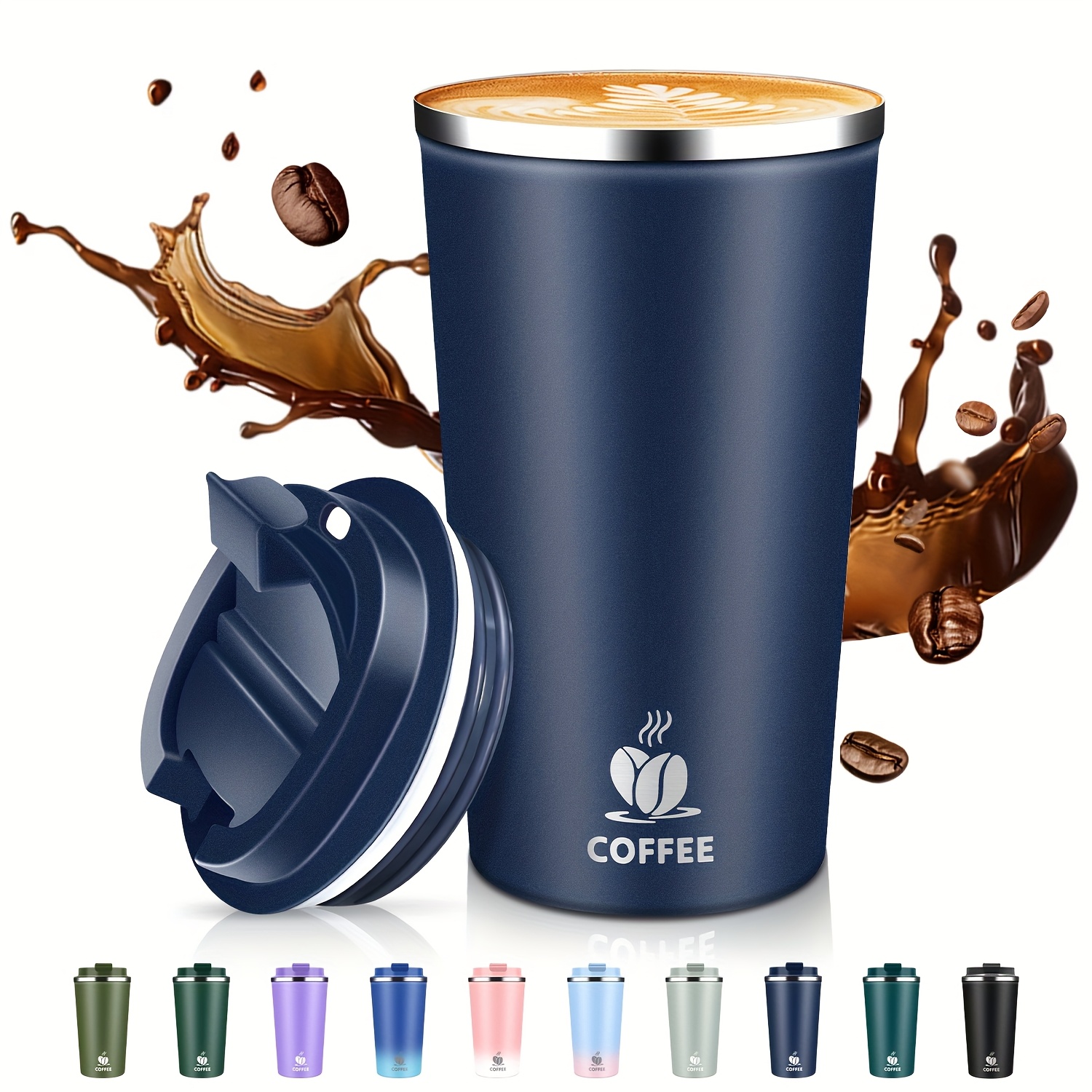 17oz Insulated Travel Coffee Mug with Flip Lid – Leakproof, High-Quality Stainless Steel Tumbler for Hot & Cold Drinks, Perfect for Camping, Office, Home, and Outdoor Adventures, Coffee Travel Mug