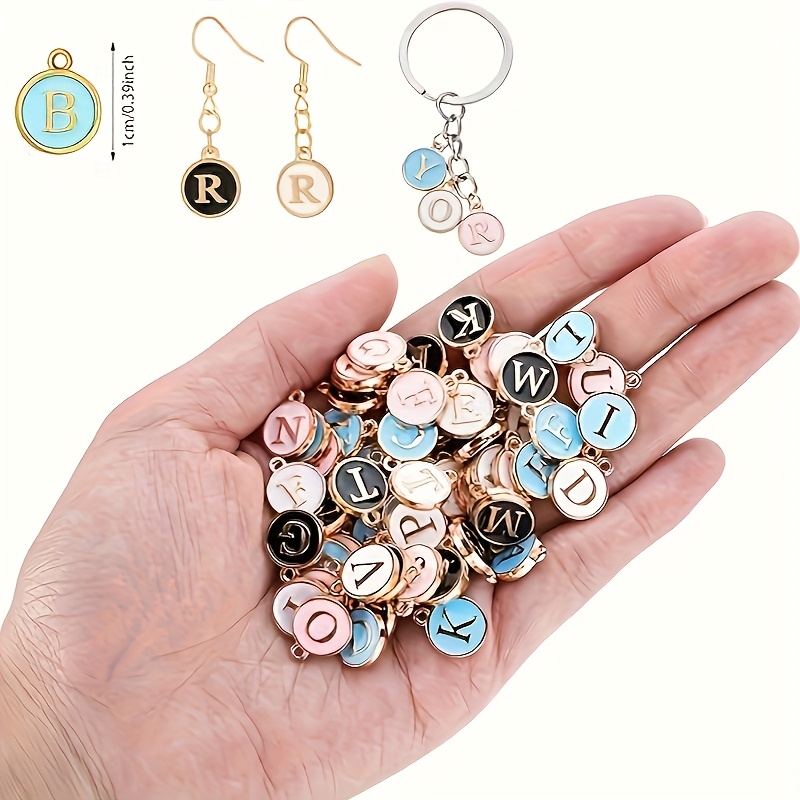 enamel letter beads set double sided metal alphabet charms a