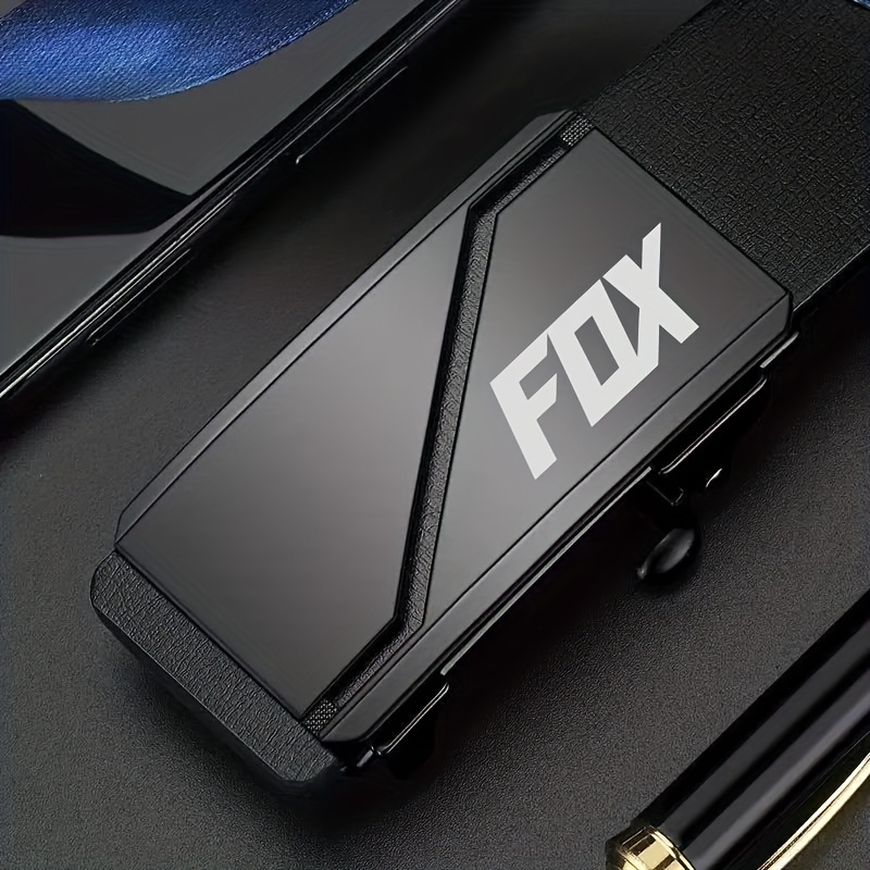 Image of Fox Men's Black Automatic Belt Set, Automatic Logo Design, Style, Suitable For Husband, Boyfriend' , Office Wear, Pair With Jeans And Suit Formal Wear, Business Casual Multi-scene Use, Standard Size
