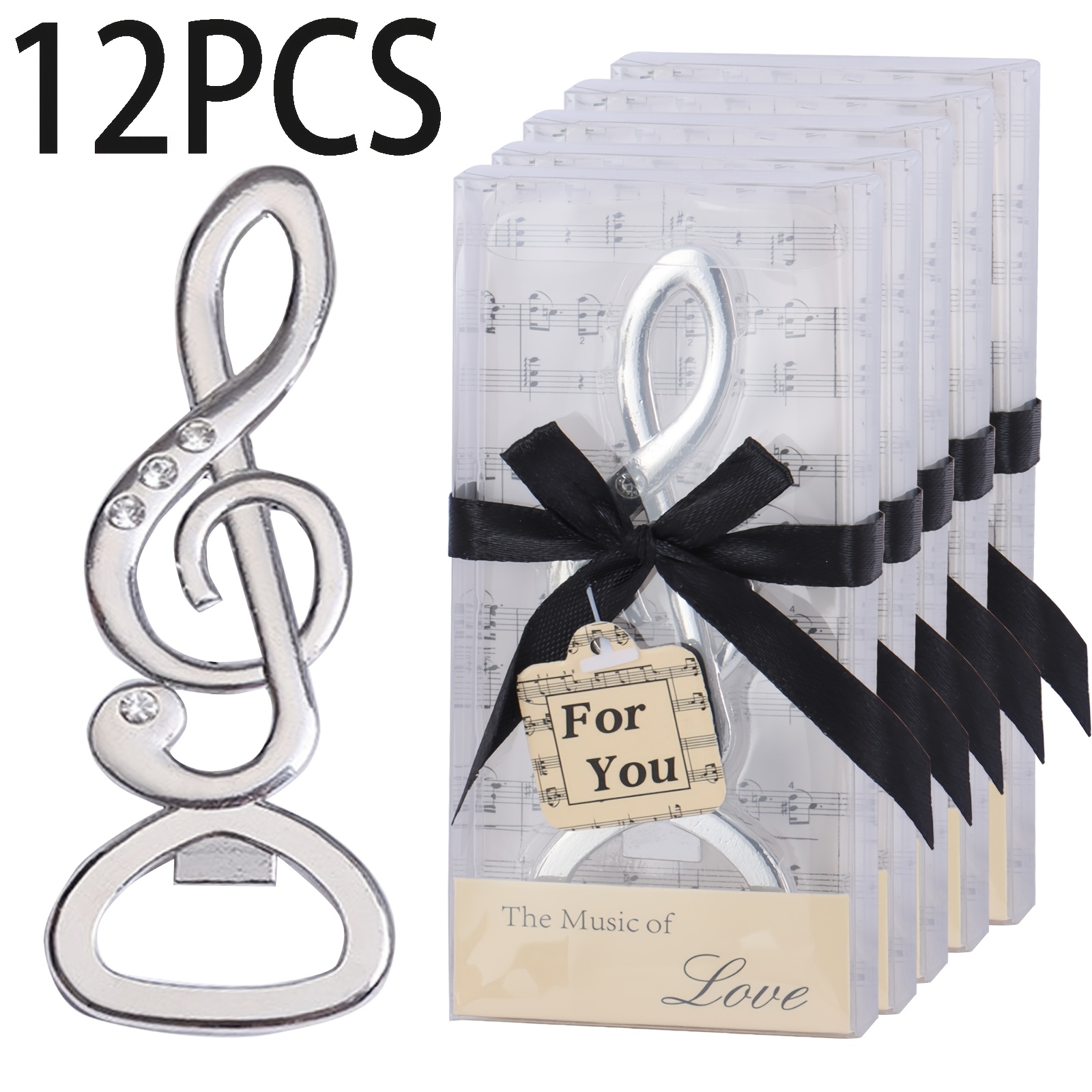 TEMU Set regalo da 12 pezzi di apribottiglie a forma di nota /lui, per matrimoni, feste di , regali di compleanno, souvenir, decorazioni, bomboniere