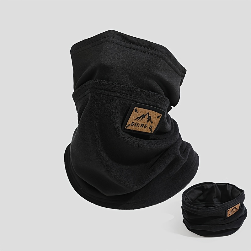 Image of Winter Contrast Color Double Layer Neck Warmer Gaiter Fleece Windproof Face Mask Cover Cold Weather Scarf For