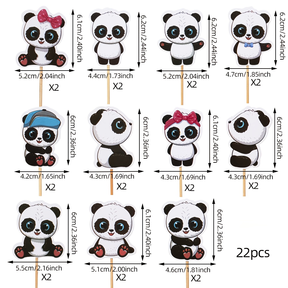 Image of 22pcs Panda Birthday Cupcake Toppers - Adorable Panda Cake Decorations For Kids' Party Supplies, Cute Animal-themed Panda Theme For Christmas,newyear,valentine,party Events