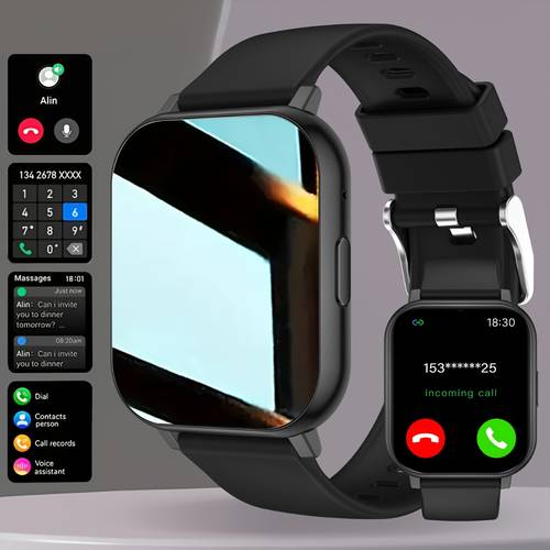 new smartwatch for men and women valentines day gift wireless calling texting multiple sports remote camera control fitness compatible with iphone and usb charging silicone strap smart