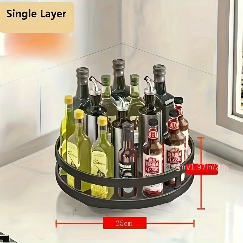 TEMU 360- Rotating Organizer - Steel Rack & Seasoning Storage Shelf For , , Sauces &