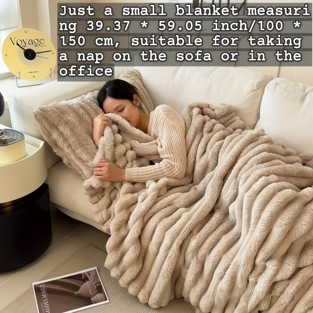 TEMU Luxurious Rabbit Fur Blanket - Soft, & For Couch, Bed, , And Travel - Gift, Christmas Present