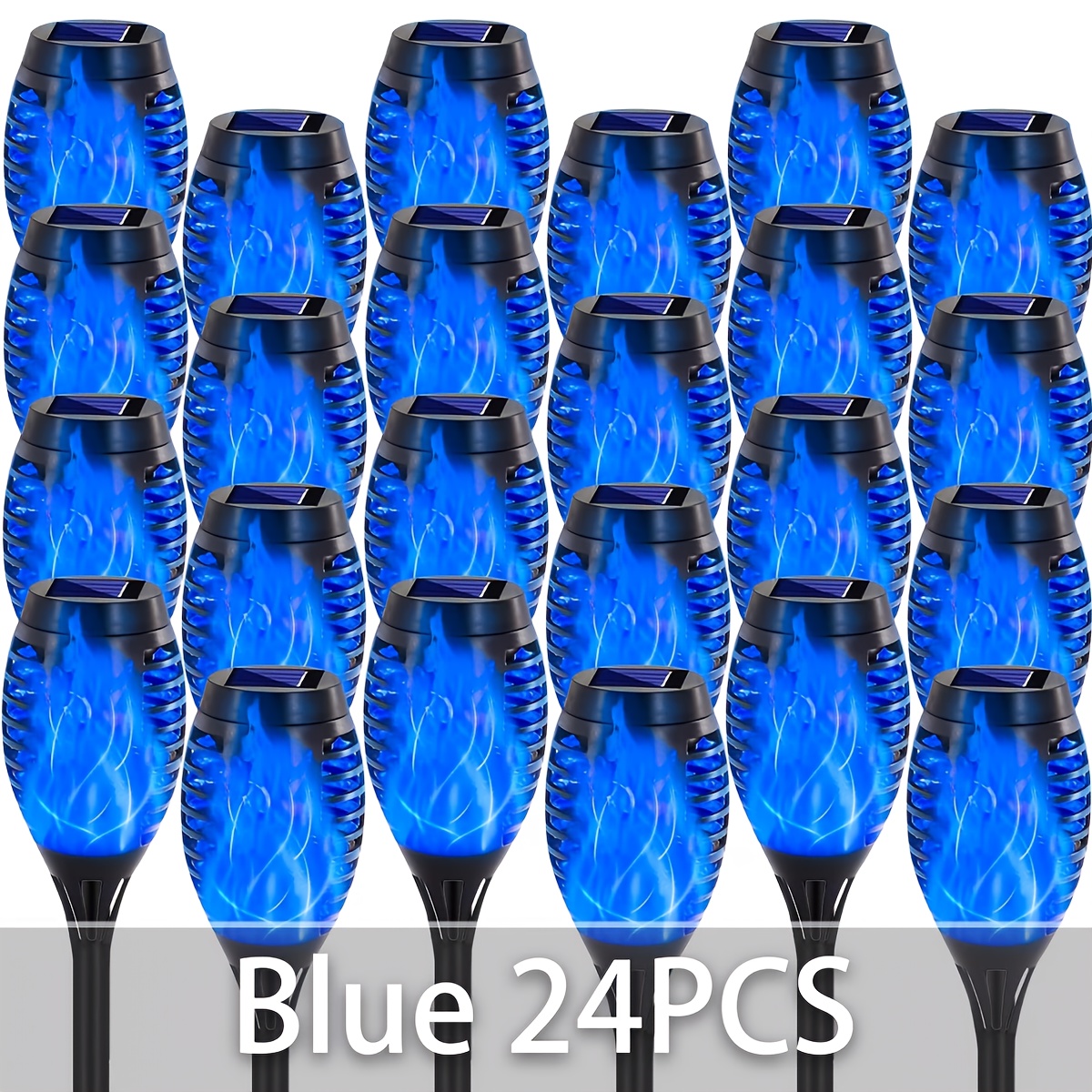 TEMU 24pcs Of Solar Flame Lamps, Solar Flashlights With Flickering Flame Effect, Outdoor Landscape Solar Column Lights, Automatic Switch For Garden