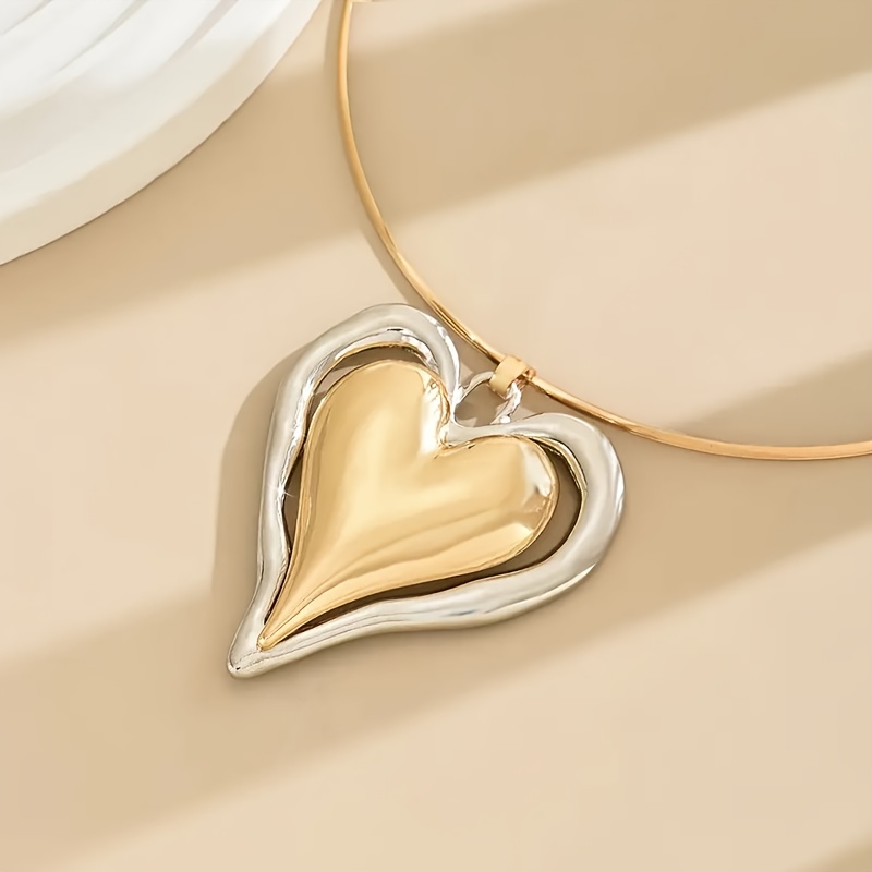 TEMU European And Heart Pendant Choker, Cross-border High-end Necklace, New Women's Fashionable, , And Exquisite, Suitable For Casual Wear, Gifting,