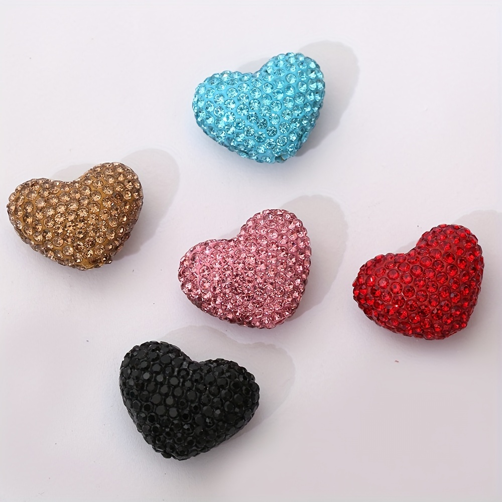 5pcs Of Wearable Colored Heart-shaped Soft Clay Beads With Straight Holes For Phone Keychain Necklace Additions