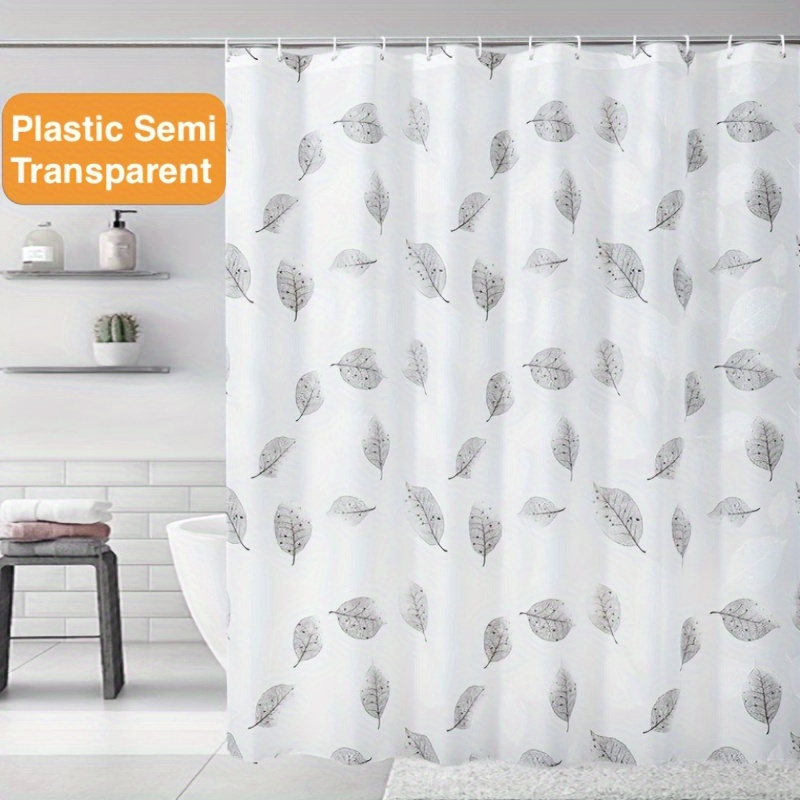 

1pc Plastic Lightweight Shower Curtain Liner With Hooks, Waterproof And Mildew-proof Bath Curtain, Metal Grommets On The Top, Bathroom Decor, Curtain For Windows , Home Decor
