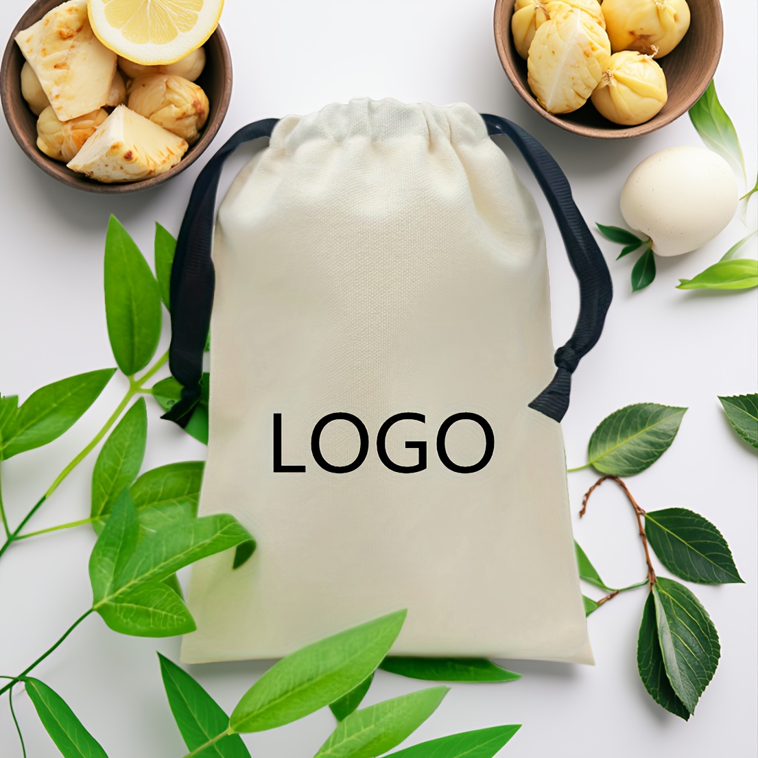 TEMU Gift For Her/him 50pcs Of Personalized Custom Logo Canvas Drawstring Bags, Size 20/15cm, Suitable For Printing. Jewelry Bags, Accessory Bags,