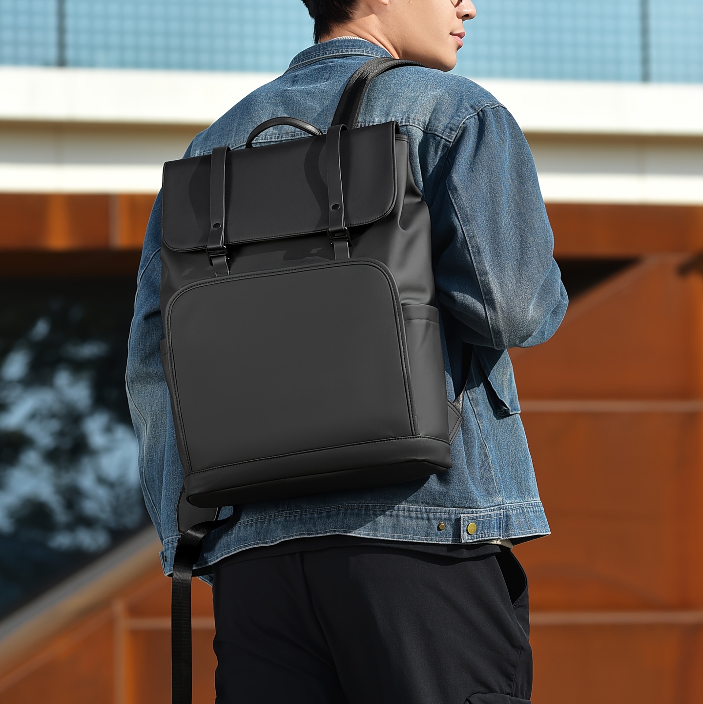 New Casual Backpack for Men and Women, Laptop Double Shoulder Bag, Versatile and Stylish, High-Appearance Student School Bag, Black Commuter Backpack