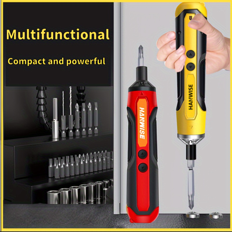 

1set Hanwise Small Handheld Multi-purpose Lithium Battery Screwdriver Set, Usb Rechargeable, 90 ° Rotatable, Foldable Design Hand Drill Screwdriver Head, Easy To Operate And Store