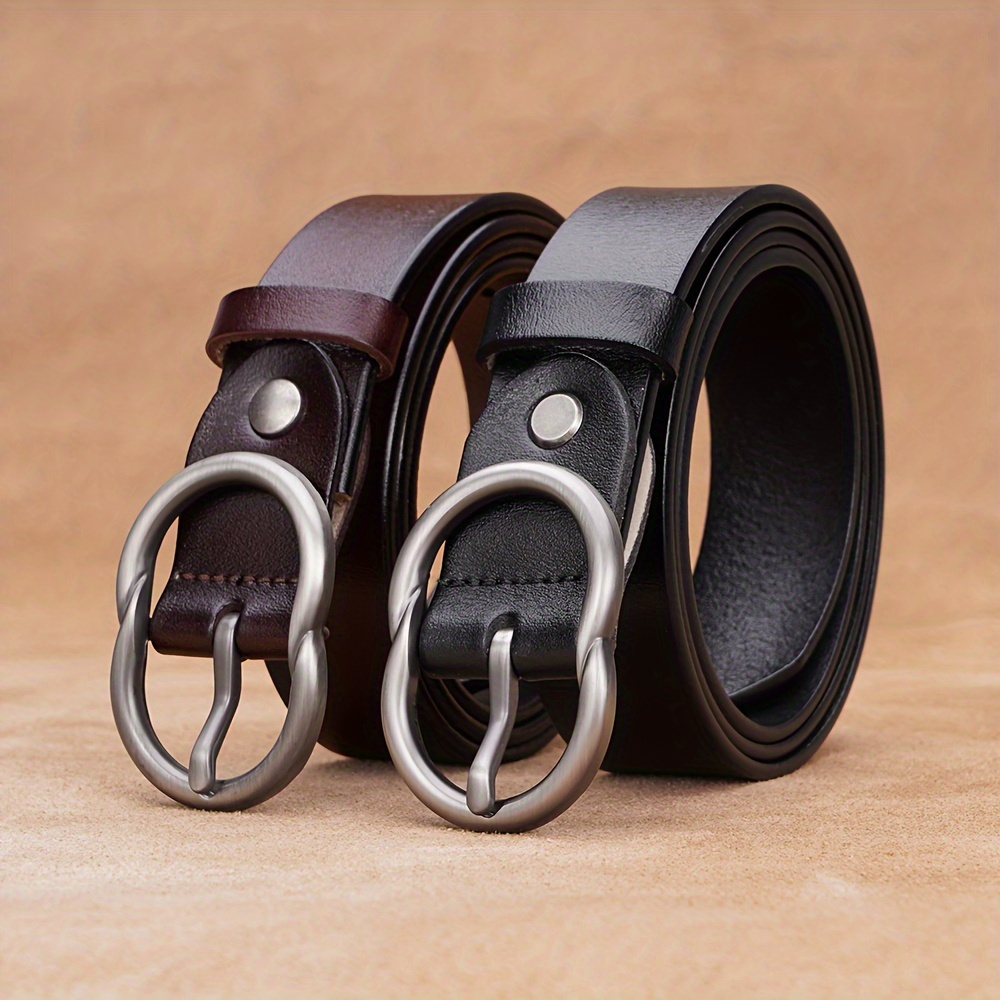 

Vintage-inspired Genuine Leather Belt For Women - Pin Design, Jeans & Casual Wear
