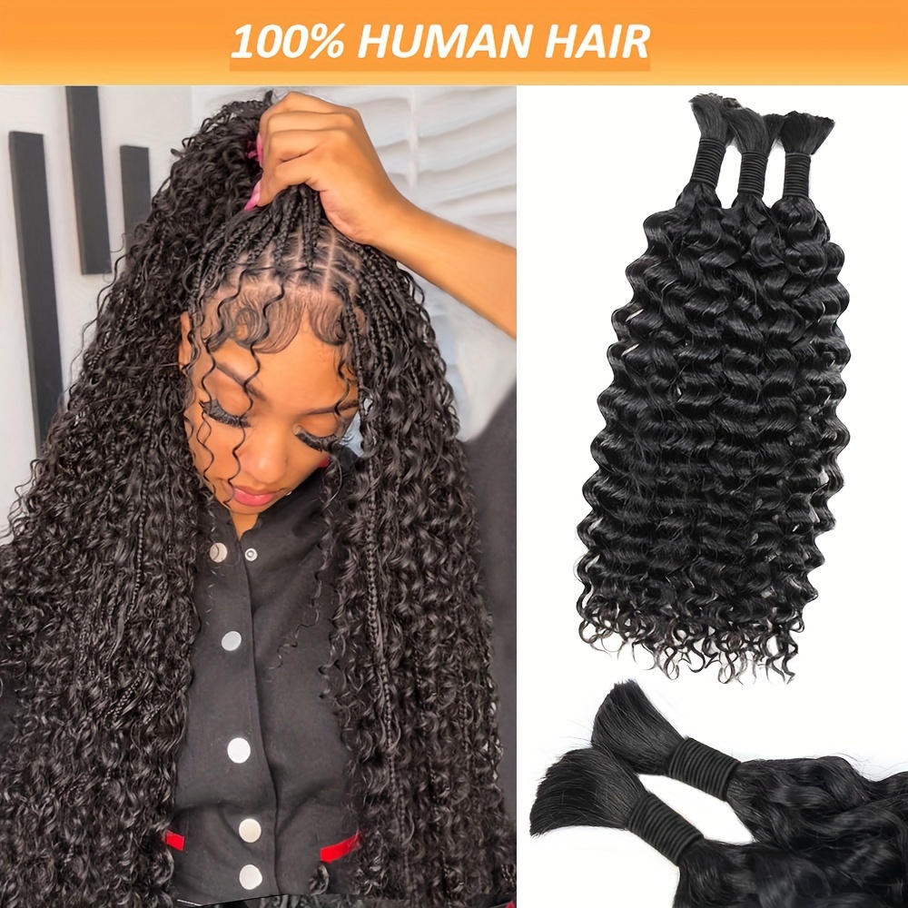 

Bulk 100% Human Hair Water Wave Braids - No Weft, Soft & Silky, 20-28 Inches, Natural Black, 2 Bundles Of 90g, 4 Bundles Of 180g