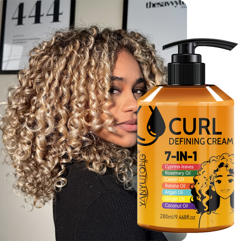 TEMU 7-in-1 Adult Curly Hair Styling Cream | Moisturizing With Moroccan And Argan Oils, Long-lasting Firmness And , Suitable For Wavy And Curly Hair, Care | Fashionable | Non-sticky Formula