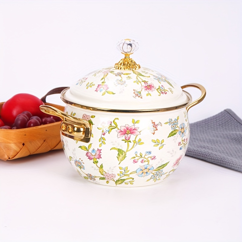 vibrant enamel   shaped cooking pot   non stick heat resistant kitchenware for home and restaurant use   cooking serving and storing fruits and vegetables details 1