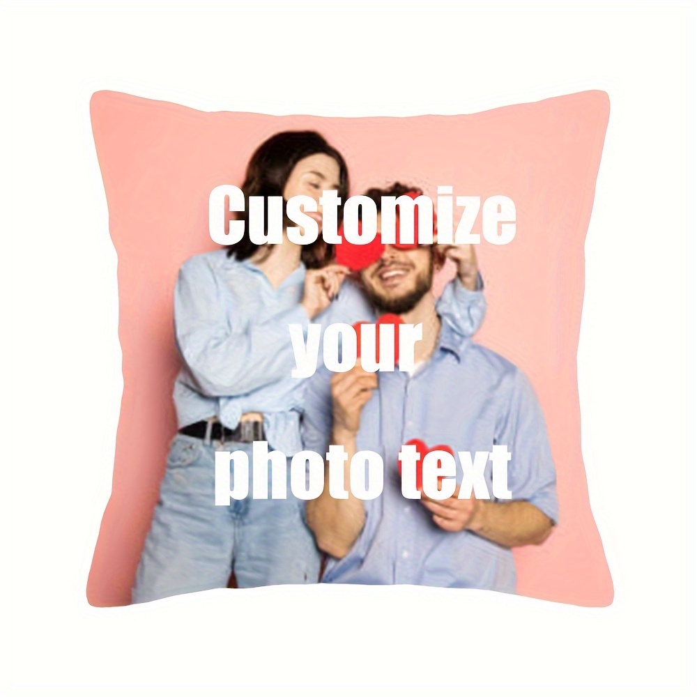 

1pc 18 X 18 Inches Customized Photo Pillow Cover For Couples, Parents, Friends, Birthdays, Holidays Gift, Cushion Cover With Any Image Personalized Pillowcase