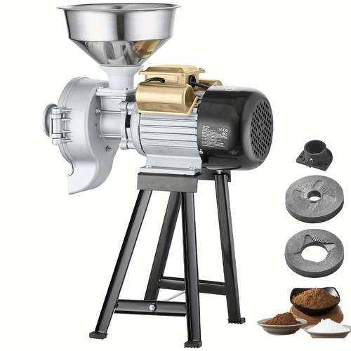 2200W Electric Grain Mill Grinder - 110V Commercial Wet & Dry Grinder For Corn, Rice, Soybeans, Coffee, Feed