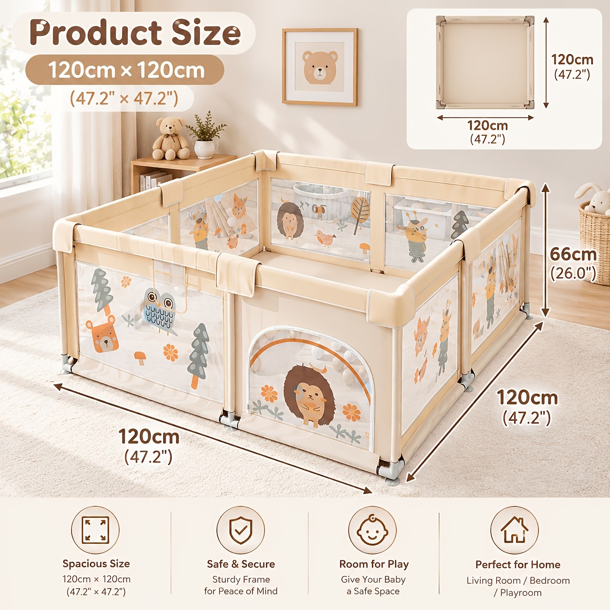 Image of Shipping, Child Safety Gate, Upgraded Thickened Metal Tubes, Portable Playpen, Indoor Playpen, Child Safety Fence, Indoor/outdoor With Non-slip Base