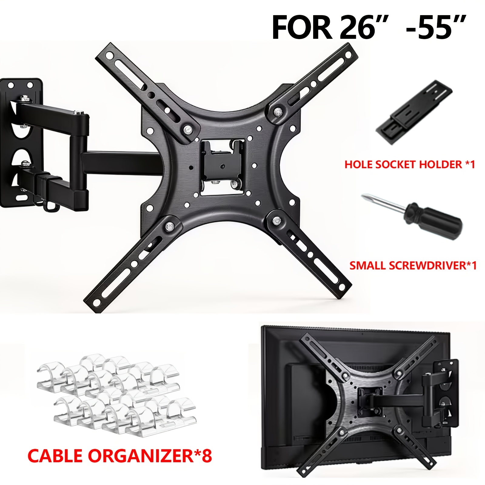 Temu – TEMU The Upgraded Tv Wall Mount Bracket Is Suitable For Most 26-55 Inch Flat Screen Tvs And Monitors