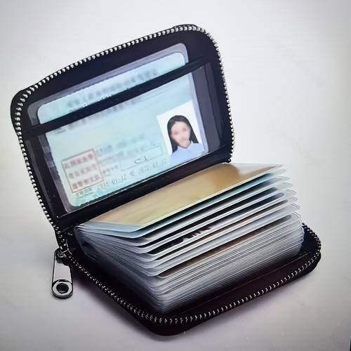 mens ultra thin rfid anti theft zipper wallet multi functional business card holder secure travel id organizer holds 12 cards and cash design with minimalist charm