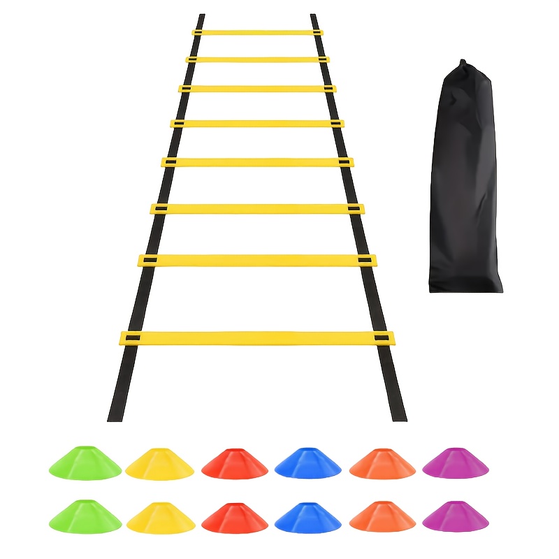 TEMU Outdoor Agility Ladder Set: Fußball-/Soccer-Trainingsausrüstung-Kit - Inklusive Agility Ladder, Widerstandsparachute, Markierungskegel,