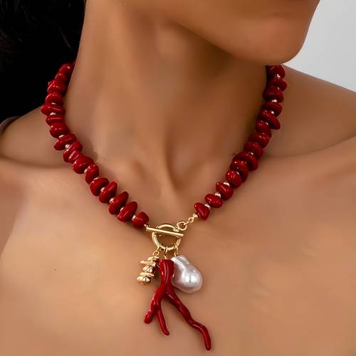womens fashion pendant necklace vintage light luxury shaped beaded necklace for daily casual wear vacation and holiday gifts
