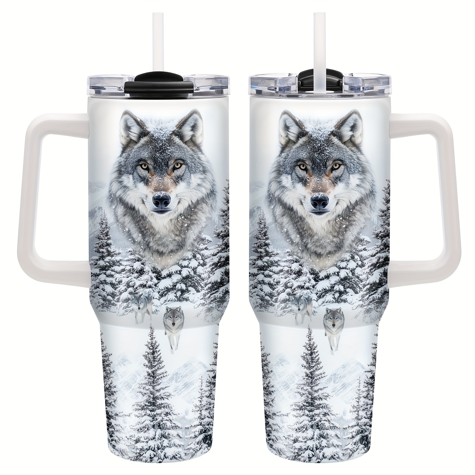 

Wolf-themed 40oz Stainless Steel - Double Wall Vacuum Insulated Coffee Mug With Lid, Outdoor Sports & Travel, Ideal Gift For Wolf Enthusiasts