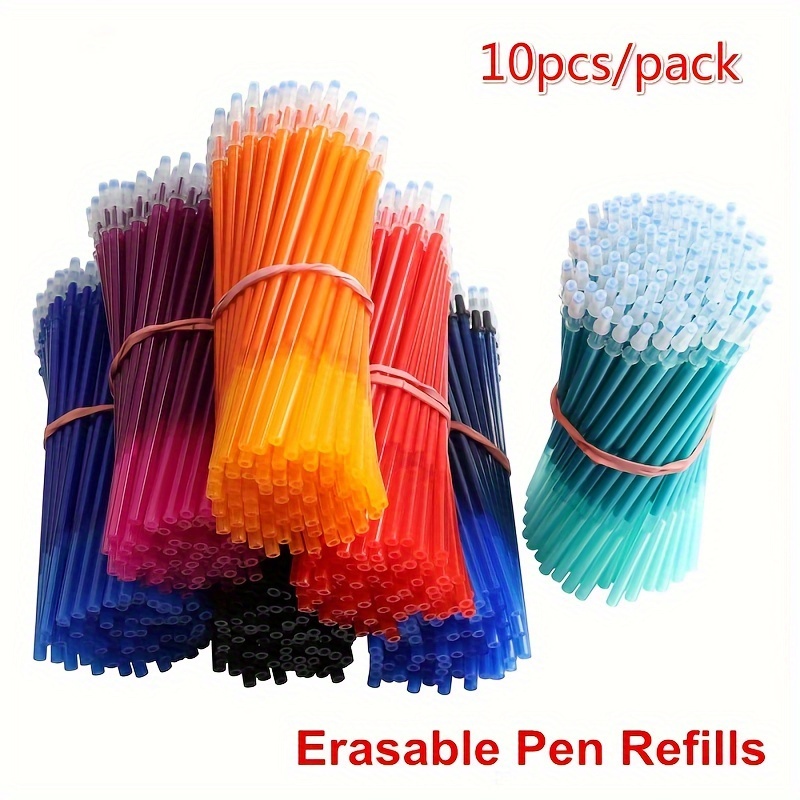 

10-pack Erasable Pen Refills, 0.5mm Extra Fine Point, Stick Type, Assorted Colors, Suitable For Ages 14+ - Smooth Writing Gel Ink Pen Refill Inserts