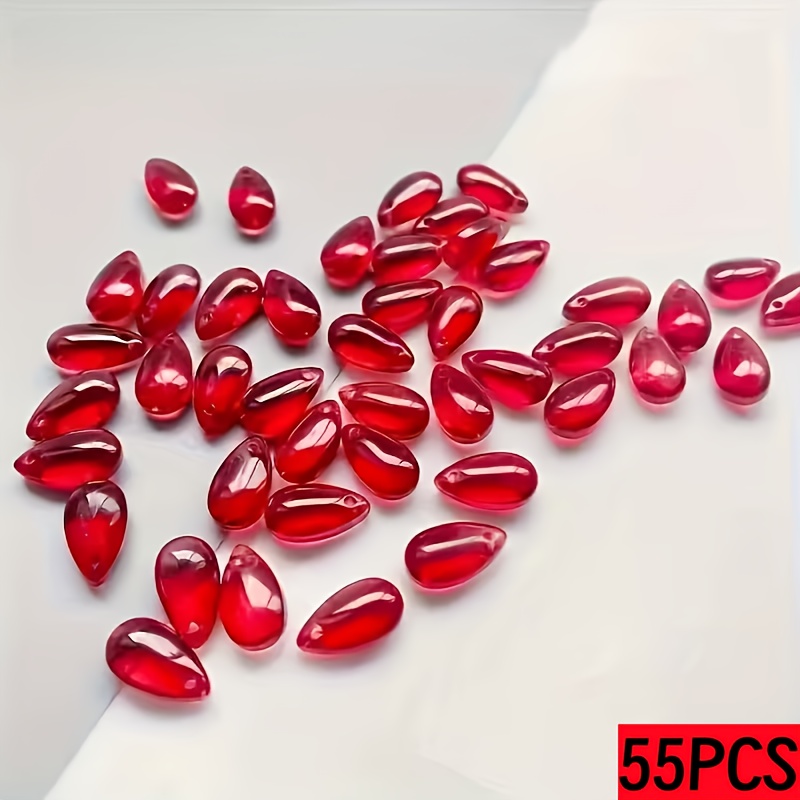 TEMU 55pz/110pz Pendenti in Vetro a 8x14mm, Materiali per Creazione Gioielli Fai da Te per Bracciali, Collane, Orecchini e Accessori