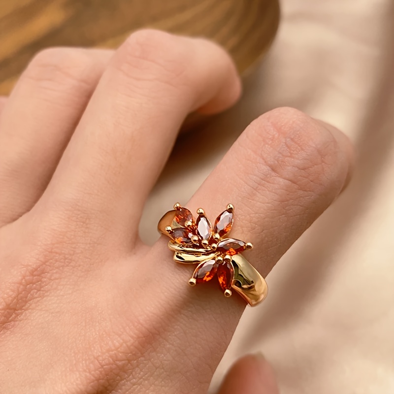 Perfect Copper Ring for Parties with Maple Leaf Design