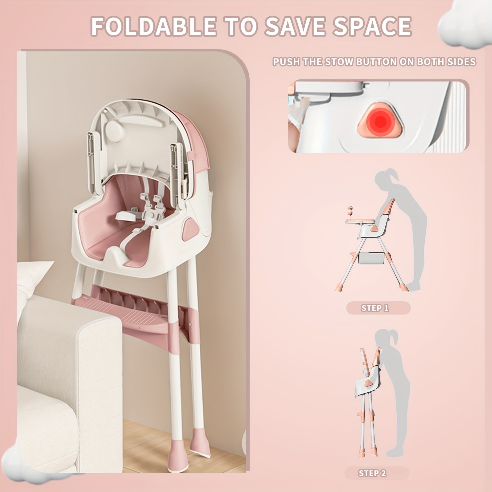 Adjustable Portable Dining Chair with 5-Point Harness