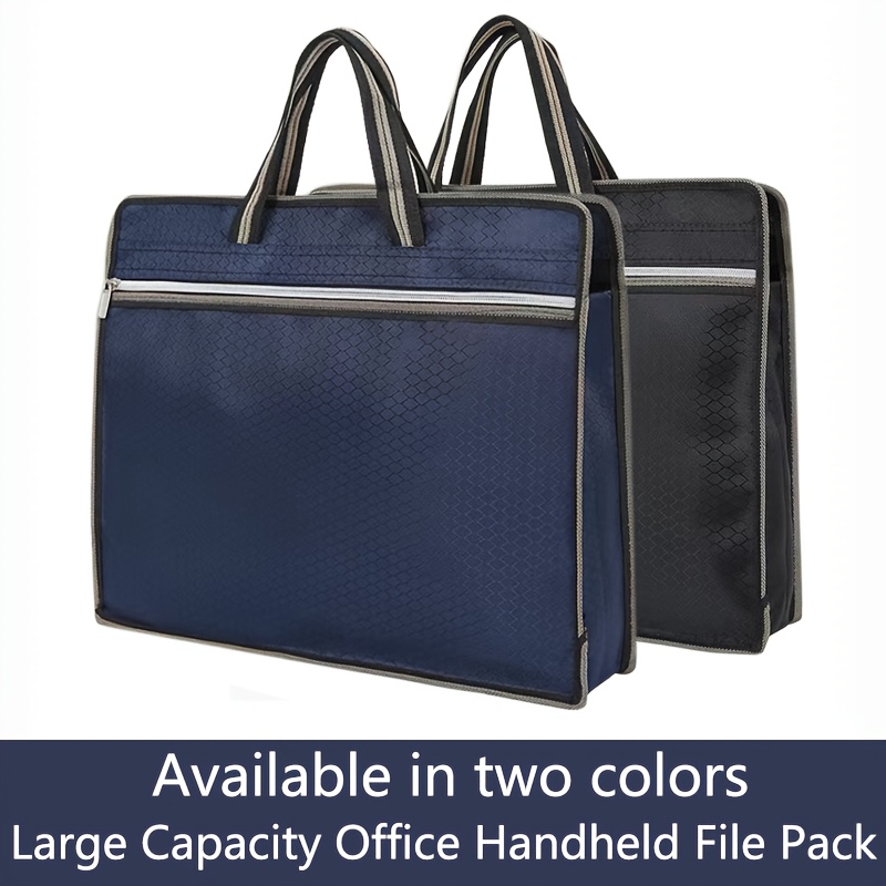 

1pc Large Capacity , , Handbag, Thickened Oxford Fabric, Grid, Solid Fabric, Office Hand File Bag, Document Bag, Data Bag, /black Optional