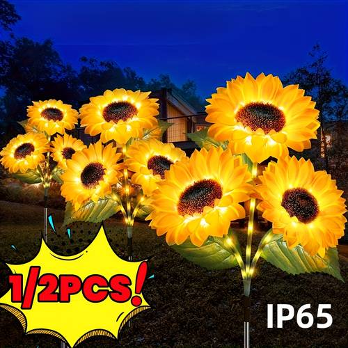 1 2pcs solar sunflower garden light outdoor garden decoration sunflower light solar outdoor light valentines day patio lawn passage decoration solar light string