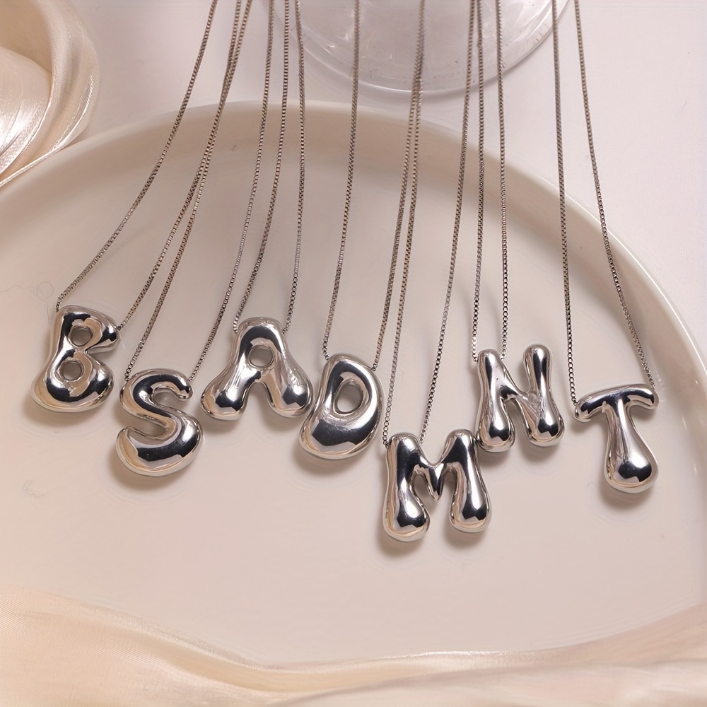 

1pc Elegant Stainless Steel Letter Necklace - Choose Your Letter A-z, Casual Attire & , Ideal Gift