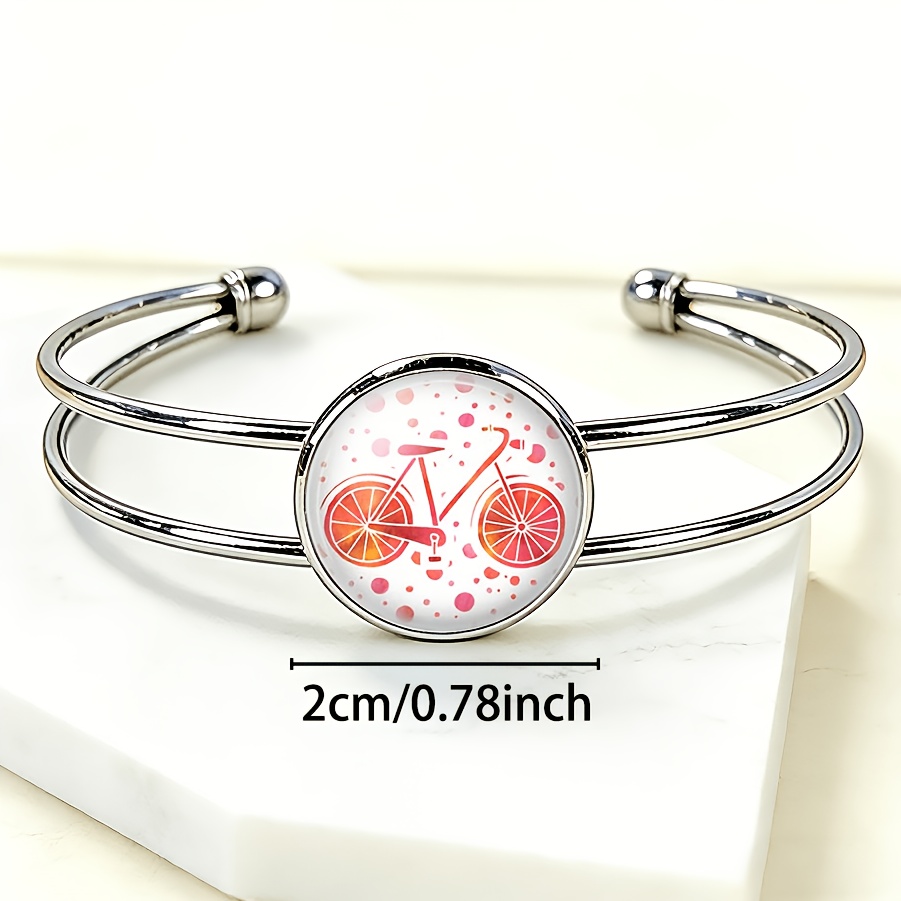 Adjustable Open Bangle Round Gemstone Inlaid Bracelet