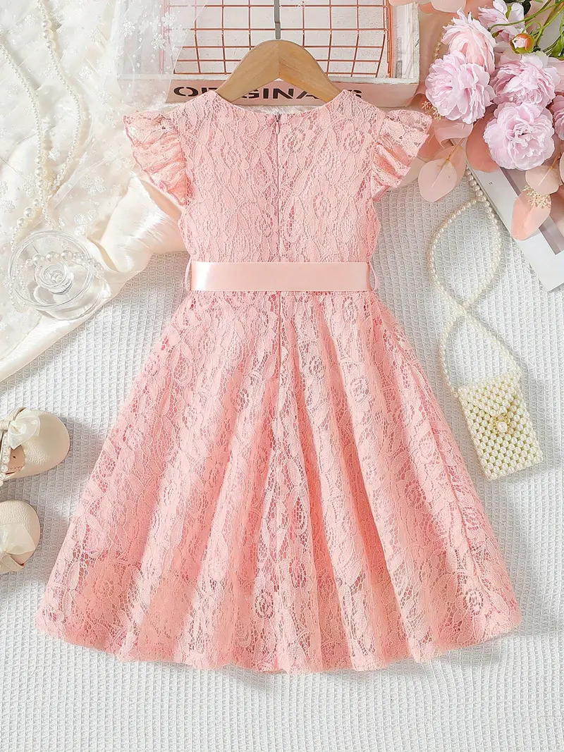 kids girls elegant formal occasions dress lace fly sleeve - Temu kids girls elegant formal occasions dress lace fly sleeve - Temu
