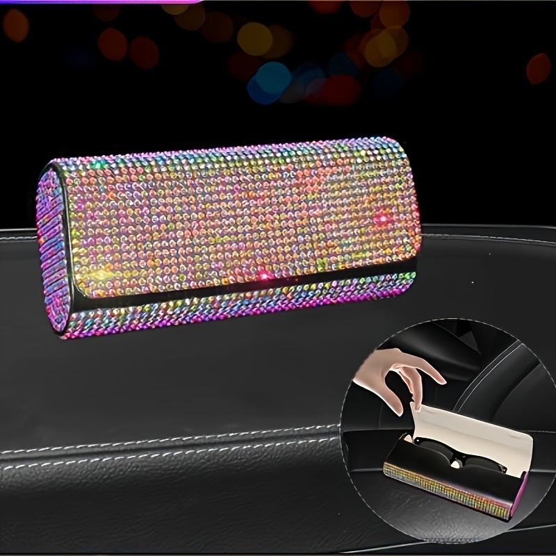 

Shiny Golden Water Diamond Glasses Case For Storing Sunglasses, Reading Glasses, And Eyeglasses.