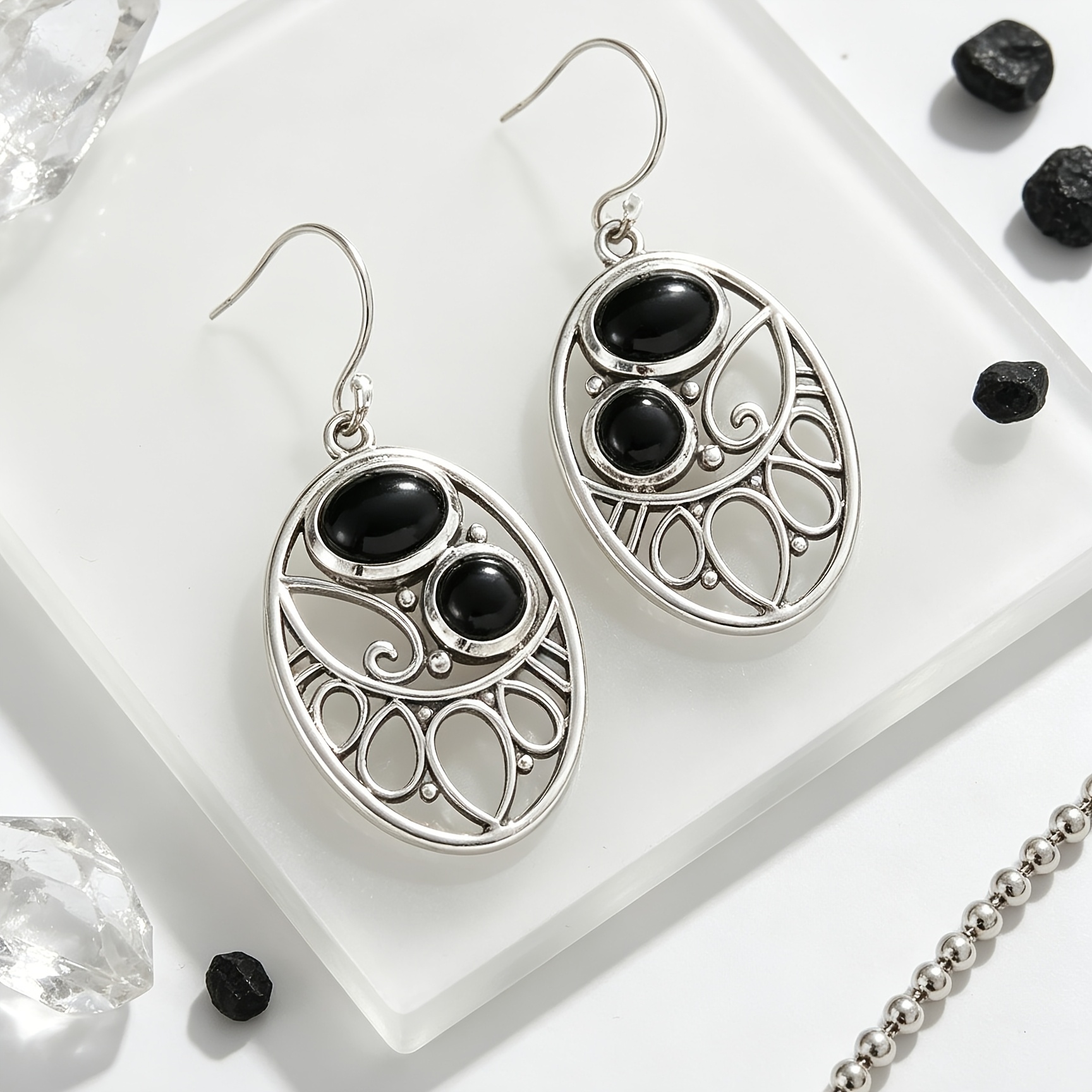 Women's Retro Hollow Pattern Earrings with Synthetic Zirconia